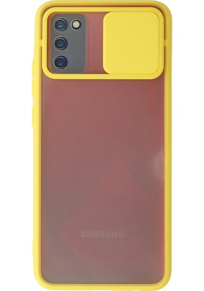 Newface - 904 - Samsung Galaxy A02s Kılıf Palm Buzlu Kamera Sürgülü Silikon - Matxzngz - - Sarı