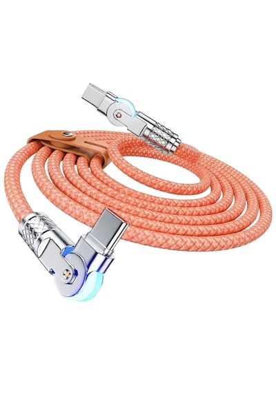 6018 Type C To Hızlı Şarj Data Kablosu Çevirici Dönüştürücü Adaptör 180 Döner 120w 2m