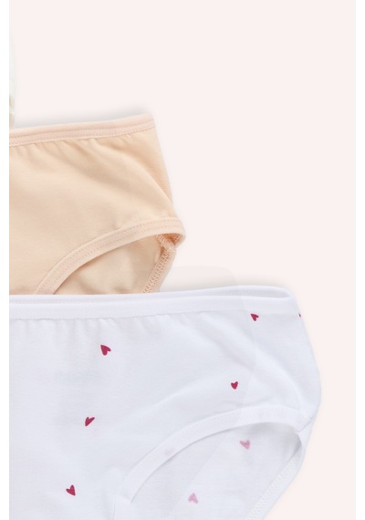 Panço Kız Çocuk Kalp Desenli 3'lü Slip - İç Giyim Renkli