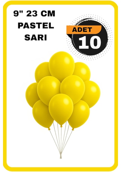 Pastel Balon 9 İnc 23 Cm Helyum Uyumlu 10 Adet Doğum Günü Kutlama Parti Süs Malzemesi Sarı