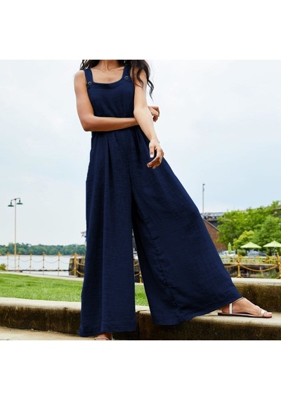 Barbora Keten Yazlık Günlük Salaş Kadın Tulum Ln238lacivert 001