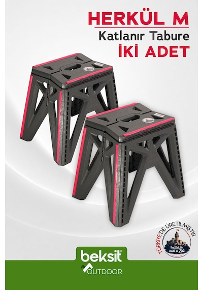 BEKSİT OUTDOOR Herkül M Katlanır Tabure 2'li (Antrasit)