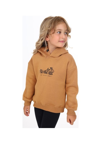Toontoy Kids Toontoy Kız Çocuk Baskılı Sweatshirt Kahverengi