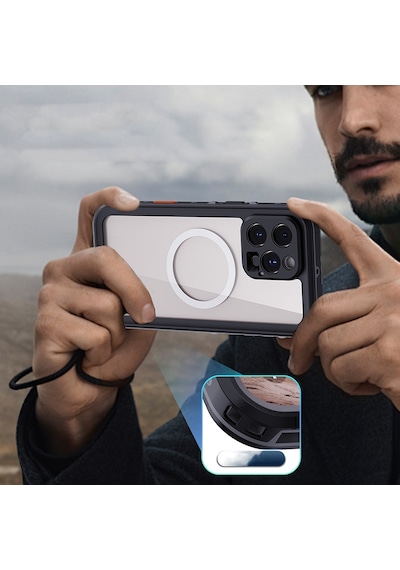 Apple Uyumlu iPhone 16 Pro Max Kılıf 1-1 Su Geçirmez Kılıf - Siyah