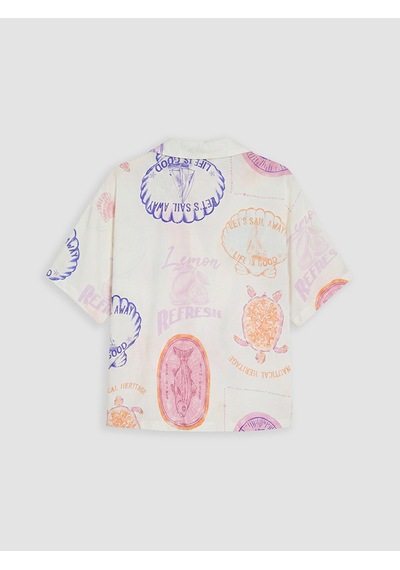 Lcw Dream Bej Gömlek Yaka Desenli Kadın Pijama Üst