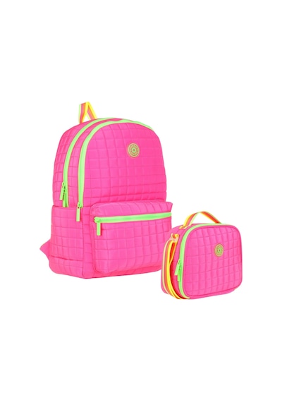 Kaukko Kız Çocuk Kapitone Detaylı Pembe Yeşil Okul Çantası Ve Kalemlik Seti K1771+k9046 Pembe