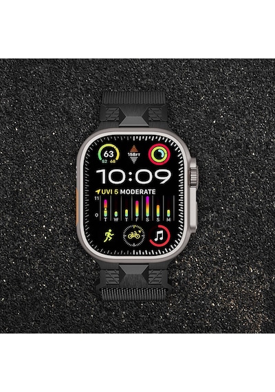 Apple Uyumlu Watch  Ultra 49mm Mkst Krd-107 Metal Hasır Kordon-starlight