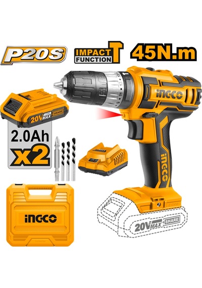 Ingco Ing-CIDLI200215 Li-ion Akülü 10 MM 20V 2.0AH Darbeli Matkap