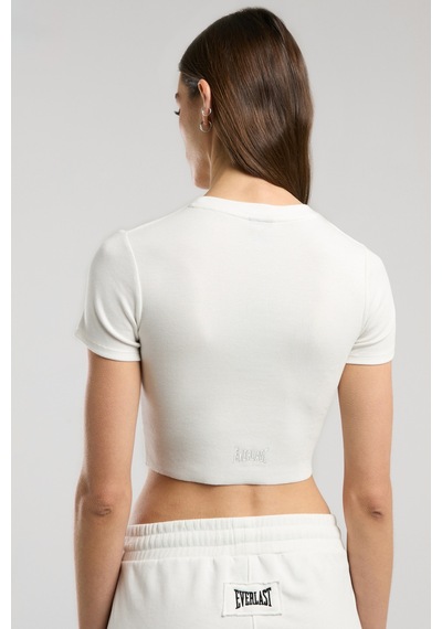Everlast Ever Relaxed Rib Beyaz Kadın Crop Tişört Beyaz
