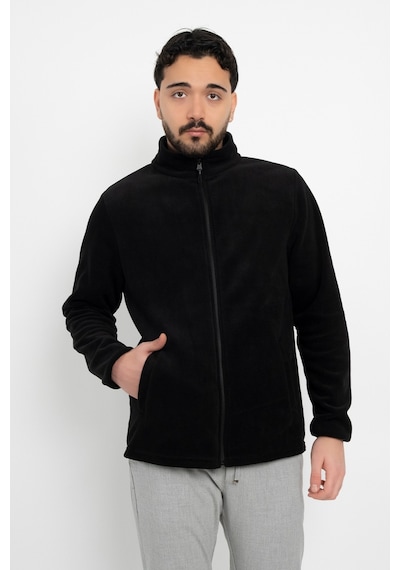 Dasüniforma Unisex Anti-pilling Tüylenme Yapmayan Standart Fit Tam Fermuarlı Soğuk Geçirmez Polar Hırka Siyah