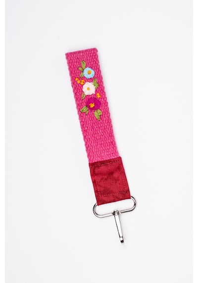 Fabric Craft Bag Anahtarlık Kumaş, Nakışlı, Metal Kancalı Pembe