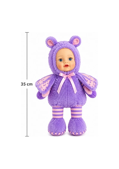 Sevimli Bebek Yüzlü Arı Peluş Oyuncak Arı Kostümlü Büyük Boy Bebek 35 Cm Mor
