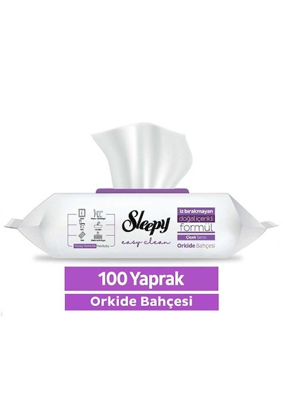 Şeylişeyler - Sleepy Orkide Bahçesi Yüzey Temizlik Havlusu 100 Yaprak 3 Paket beyaz