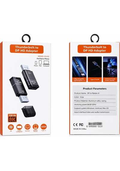 Thunderbolt 4 Type-c To Displayport Dp Adaptör 8k 120hz Görüntü Ve Ses Aktarımı