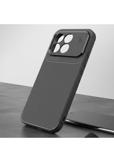 Xiaomi Poco F8 Pro Uyumlu Kılıf Karbon Tasarım Kamera Korumalı Silikon Telefon Kılıfı Kapak Siyah