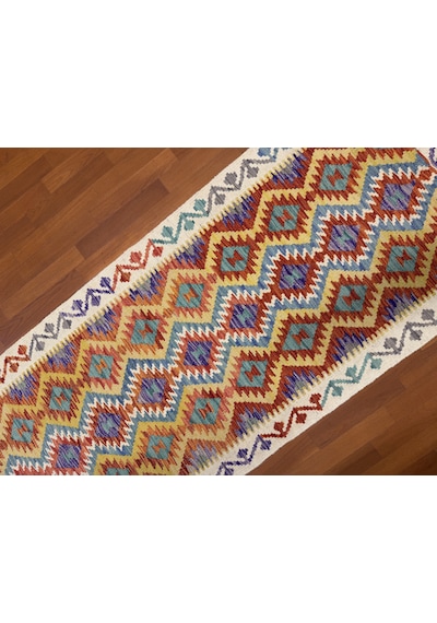 Afgan El Dokuma Yolluk Kilim 100% Yün Kök Boya Çok Renkli