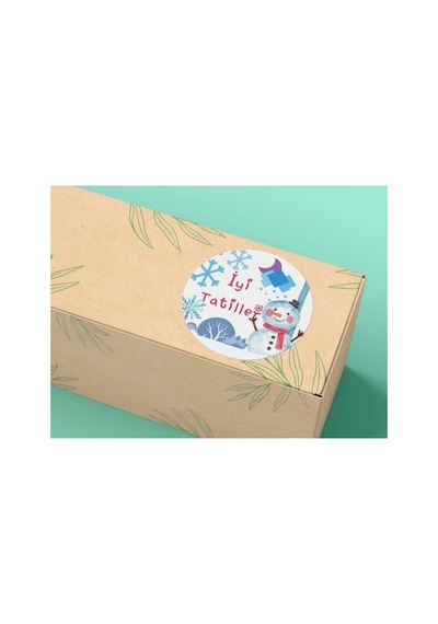 Iyi Tatiller Kardan Adam Yuvarlak Mat Sticker Okul Serisi 4 Cm 40 Adet Çok Renkli