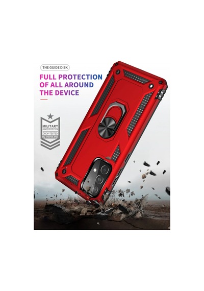 Ilkeshop Newface Samsung Galaxy Uyumlu A33 5g Kılıf Sofya Yüzüklü Silikon Kapak - Kırmızı