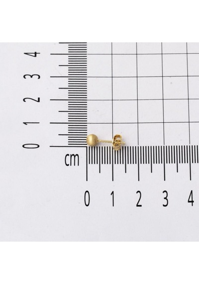Bilezikci 14 Ayar Altın Mat Top Küpe 4 Mm. Kpads14k29578