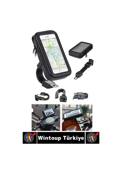 Dayanıklı 360 Derece Döner Su Geçirmez Şeffaf Görüş Engellemez Motosiklet Gidonu Telefon Tutucu