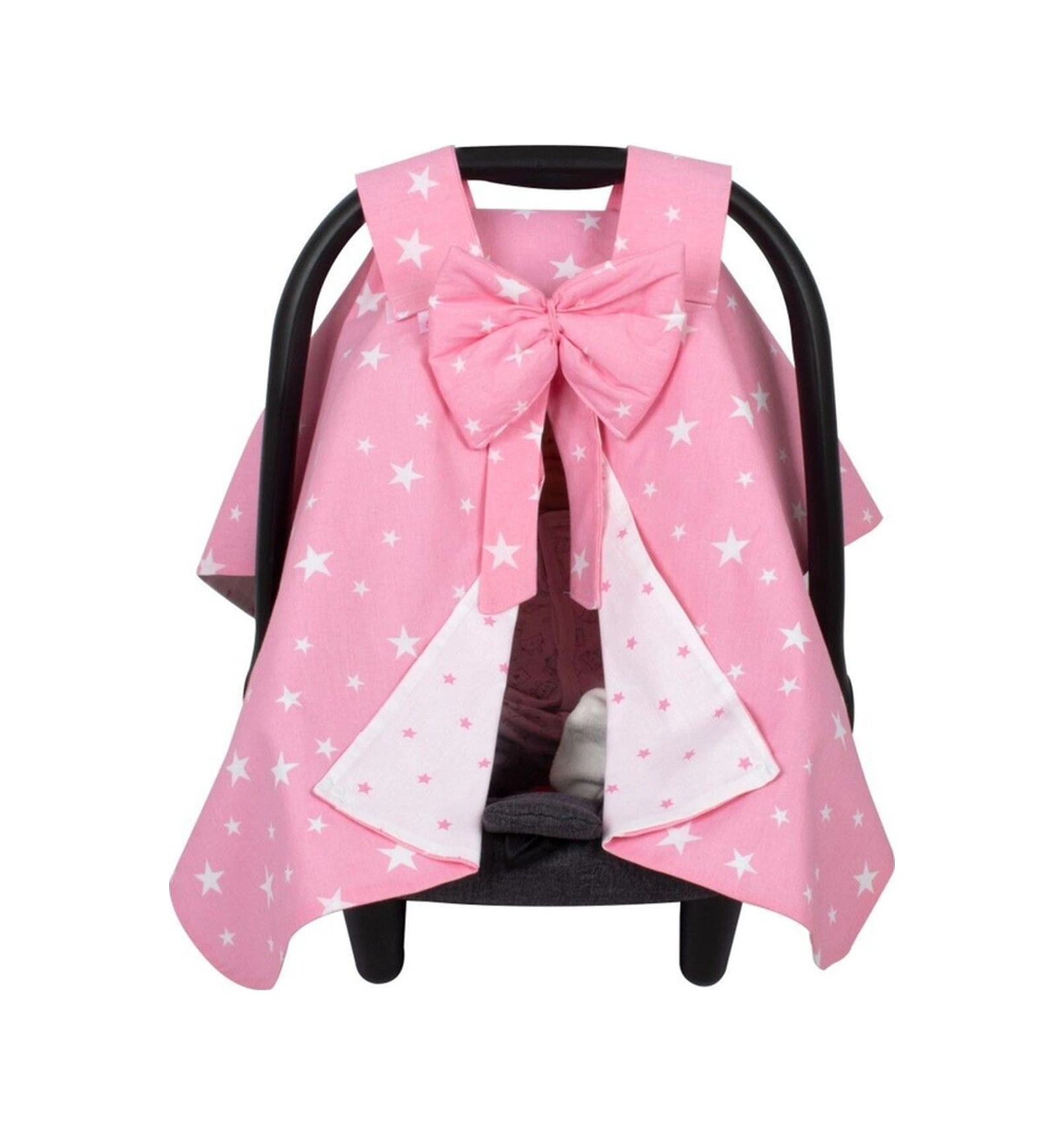 Fiyonklu Ana Kucağı Örtüsü Art-204 Pembe Yıldız