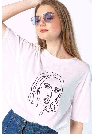 Kadın Oversize Silhouette Baskılı Tshirt (534304794)