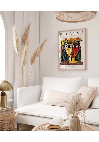 Çerçevesiz Poster Pablo Picasso Şapkalı Kadın Büstü