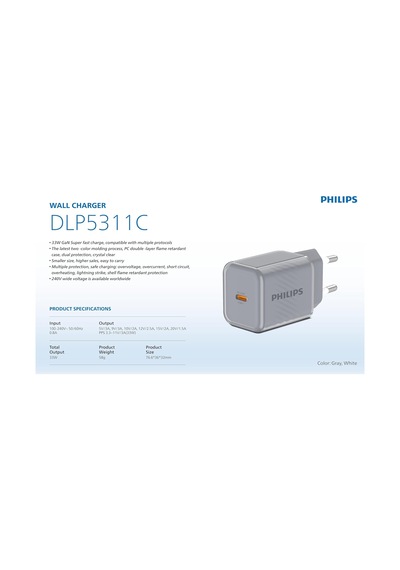 Philips Dlp5311c Type-c Hızlı Şarj Adaptörü, 33w Hızlı Şarj, Akıl