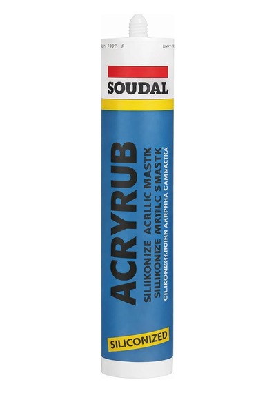 Soudal Acryrub Siliconized Akrilik Mastik Siyah Boyanabilir & Silikonlu Derz Dolgu İç Cephe Sızdırmazlık Ve Diğer