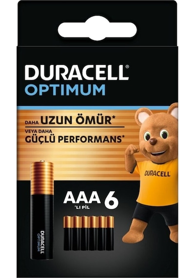 Duracell Optimum AAA Alkalin İnce Kalem Piller 1.5 V LR03/MN2400 6’lı Paket