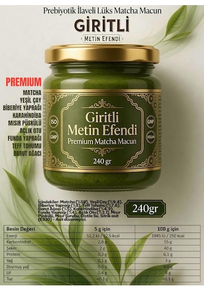 Giritli Metin Efendi Matcha Premium Bitkisel Destek Macun 240 Gr