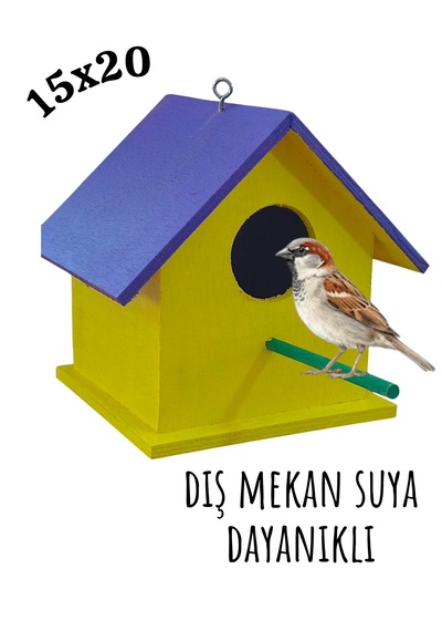 Ahşap Kuş Yuvası Dış Mekan Suya Dayanıklı 15x15x20 Cm