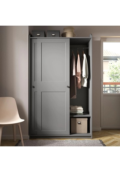 Ikea Gri Sağlam Kapaklı Gardırop
