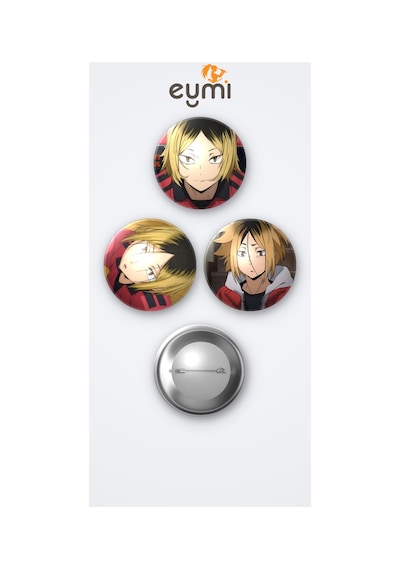 Haikyuu Kenma Kozume 3'lü Metal Rozet Seti 58mm İğneli Buton Çanta Yaka Rozeti Çok Renkli