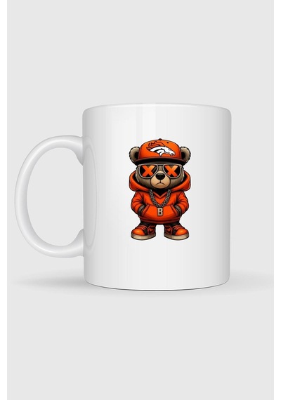 Bitcoin Kolyeli Teddy Bear Baskılı Kupa Bardak Beyaz