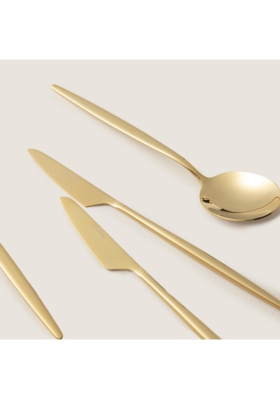 Belina 18 Parça Yemek Çatal Kaşık Bıçak Seti Parlak Gold