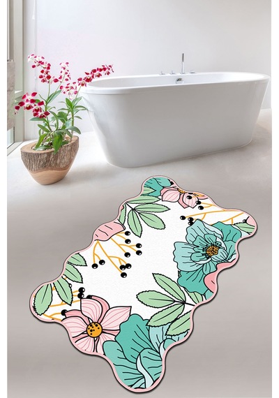 Anemon Djt Banyo Halısı 80x100 cm Yıkanabilir Kaymaz Taban Banyo Halısı,Paspası