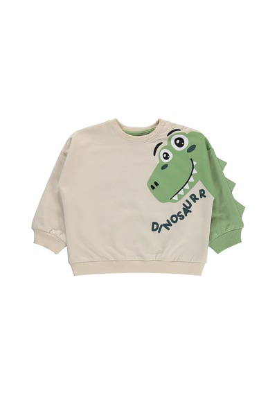 Civil Baby Dinozor Baskılı 6-18 Ay Takım - Bej Taş Rengi