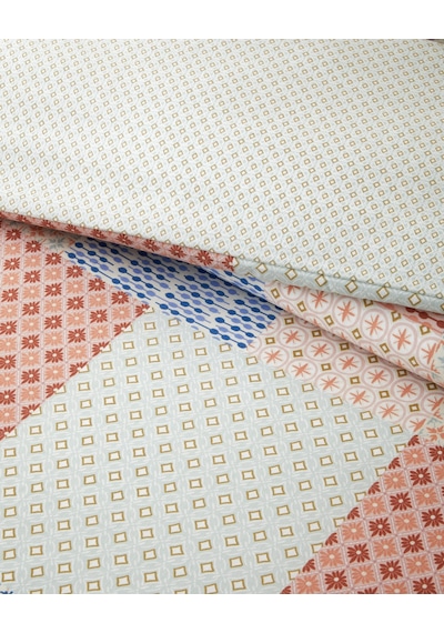 English Home Patchform Kolay Ütülenir Çift Kişilik Nevresim Seti 200x220 Cm Mavi Bordo
