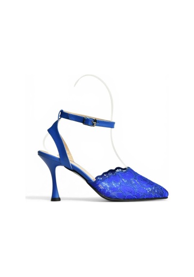 Fox Shoes Y752044206 Saks Mavi Dantelli İnce Topuklu Kadın Ayakkabı