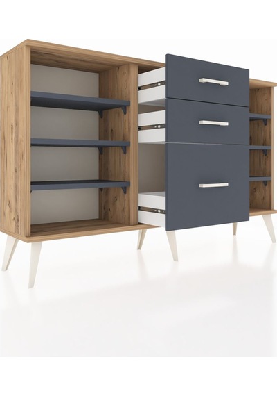 Arges Konsol 6 Raflı 3 Çekmeceli 132x30x83 Çam-antrasit/antrasit Antrasit/antrasit Arges Konsol 6 Raflı 3 Çekmeceli 132x30x83 Çam-antrasit/antrasit Antrasit/antrasit