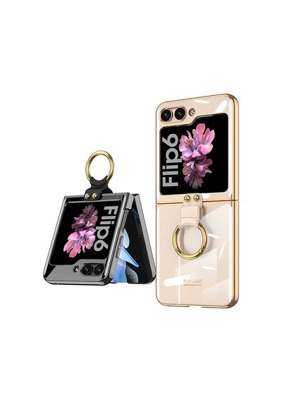 Samsung Uyumlu Galaxy Z Flip 6 Kılıf Cherena Yüzüklü Kıpta Kılıf Mavi