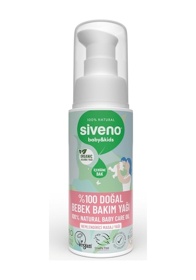 Siveno %100 Doğal Bebek Yağı Organik Jojoba Bakım Masaj Yağı Parafinsiz Bitkisel Vegan 50 Ml