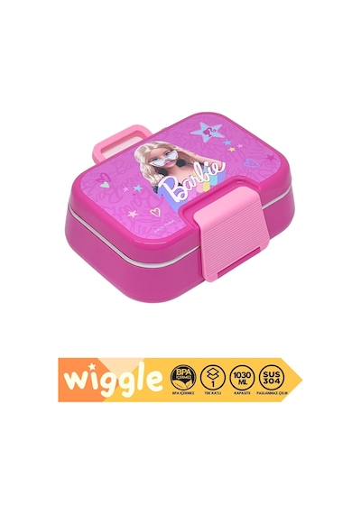 Bento 1030ml Lunchbox Barbie Temalı Lisanslı Tek Katlı 2 Bölmeli Paslanmaz Çelik Sefer Tası Yemek Kutu Çok Renkli