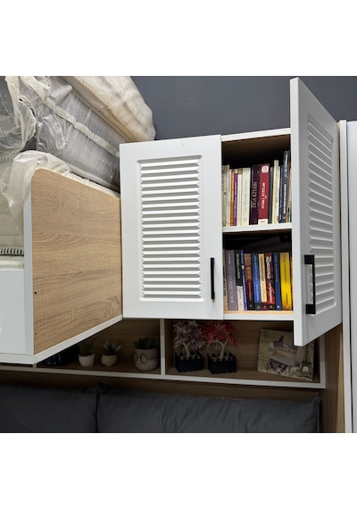 Viola Komple Mdf Membran Dolaplı Yavrulu Ranza Ceviz Beyaz 190 x 90 Viola Komple Mdf Membran Dolaplı Yavrulu Ranza Ceviz Beyaz 190 x 90