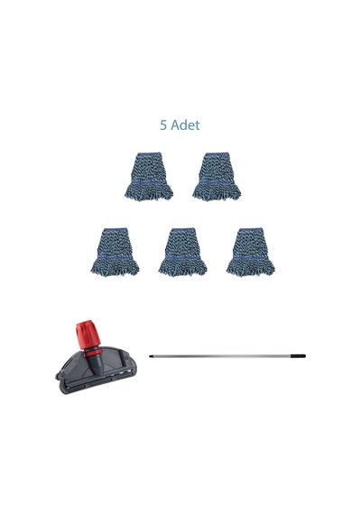 Çift Kovalı Temizlik Arabası Seti Yedek Mop Takımı - 5 Adet 17 Cm
