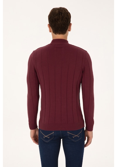 U.S. Polo Assn. Erkek Slim Fit Boğazlı Yaka Bordo Kazak 50315019-VR177