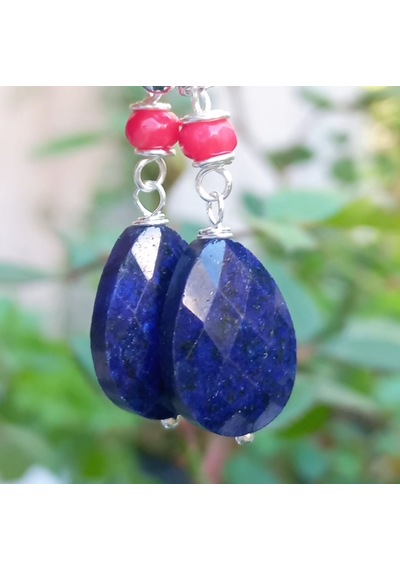Sibelce 2253 Lapislazuli El Yapımı Küpe Lacivert