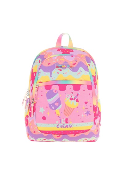 Kaukko Üç Bölmeli Kız Çocuk İlkokul Sırt Çantası L5232 - Pembe Sarı - Dondurma Baskılı Pembe - Sarı