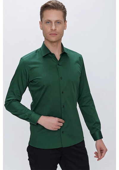 Efor Gk 669 Slim Fit Yeşil Klasik Gömlek Yeşil